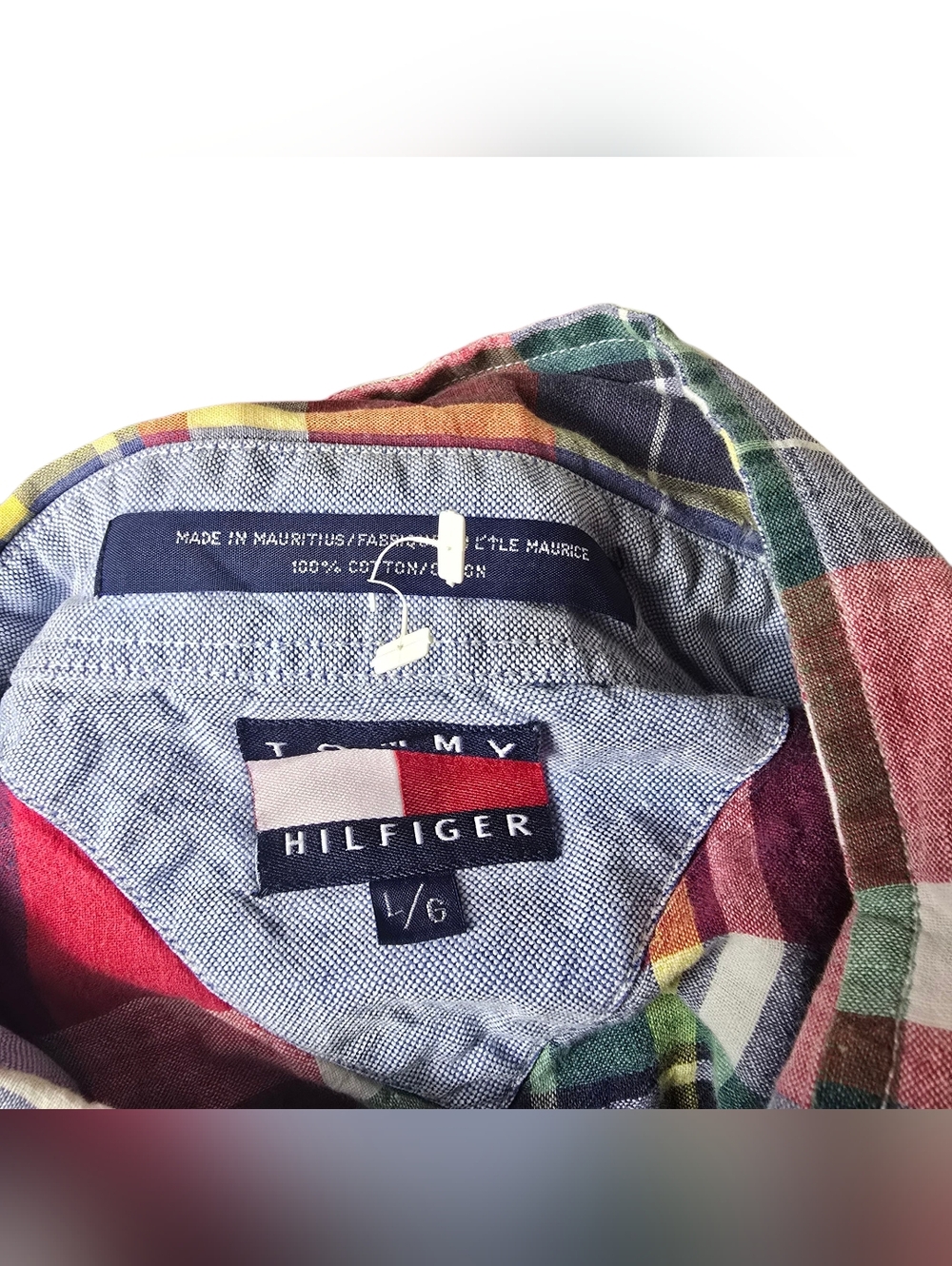 Tommy Hilfiger Plaid Red Blue Green Yellow Long Sleeves Shirt L Mens - Picture 6 of 6